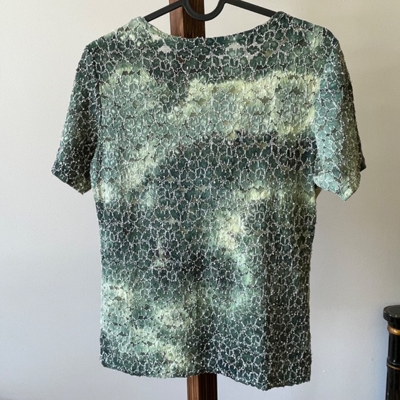 Ninety women’s dressed  T-shirt size Small green yellow, sheer, made in USA - Picture 4 of 9